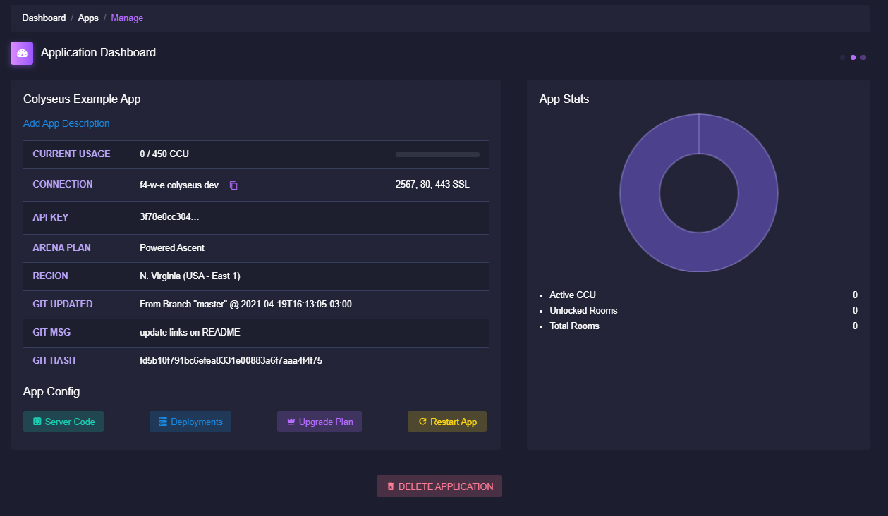 Arena Application Management View